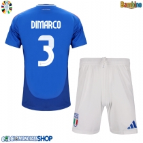 Maglie da calcio Italia Federico Dimarco #3 Prima Maglia Bambino Europei 2024 Manica Corta (+ Pantaloni corti)